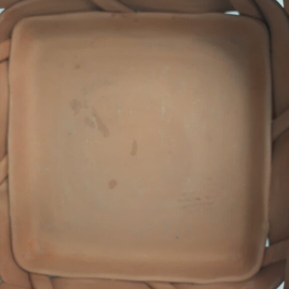 VTG Terra Cotta Woven 12" Basket MADE IN ITALY 3" High Italian Pottery READ - Picture 8 of 10